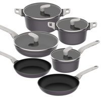 6 Buah Set Peralatan Masak Anti Lengket Panci dan Wajan Set Peralatan Masak Lapisan Batu Granit Anti Lengket Set Peralatan Masak Induksi Bebas PFOA