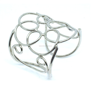 summer wedding Gold Pure <b>Silver</b> Plated Ocean Bangle Jewelry Sale USA Chunky Bangle 8mm Brass Geometric Multicolor Bangle - Product Image 2