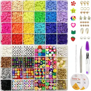 Contas soltas coloridas 4mm, venda quente, joia de plástico de vidro para pulseira, colar, argila, contas de argila, kit de brinquedo, diy