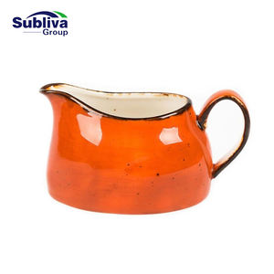 Salsadera de Porcelana Reforzada con Diseño de Anillos de Árbol, 230 ml, Color Naranja Oscuro - Product Image 1