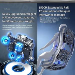 Fauteuil de massage complet de luxe avec chauffage électrique, 4D, zéro gravité, rail SL - Product Image 3