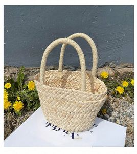 Wholesale Cute Girl Beachwear Natural Corn Straw <b>Mini</b> Handbag Small Fashion Beach Bag - Product Image 2