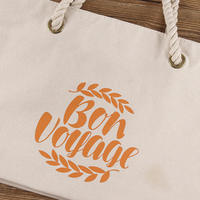 Sac en toile personnalisé à bandoulière en corde de coton, grand format, écologique et réutilisable, idéal pour les voyages et le shopping