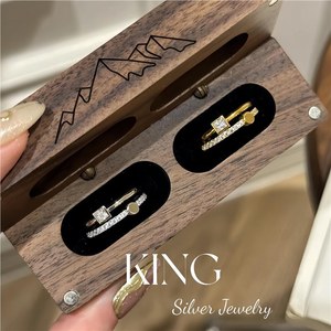 King Silver Jewelry Geometric <b>Ring</b> <b>Set</b> <b>Gold</b> Silver Pave Setting Unisex Gift - Product Image 1