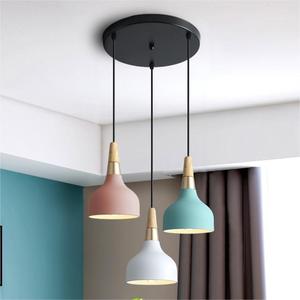 Personalità camera da letto comodino lampadario scandinavo minimalista in <span class=keywords><strong>legno</strong></span> sala da pranzo bar luce pendente <span class=keywords><strong>paralume</strong></span> in ferro colorato - Product Image 5