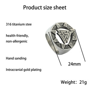 Anillo Triangular Vikingo para Hombre, Plata Tibetana, Diseño Geométrico, Estilo Retro Punk, Joyería de Regalo - Product Image 2