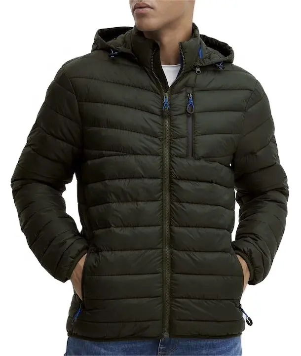 Wholesale Padded Jacket Men Black Custom Logo Hooded Padded Quilted Winter Coats For Men