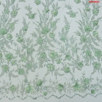 Tissu en tulle brodé de fleurs 3D avec paillettes et guipure pour robe de 15 ans et adulte
