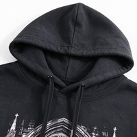 Sweat à capuche oversize vintage imprimé en coton molletonné 100% personnalisé ODM pour homme, style streetwear hiver, bleu ardoise