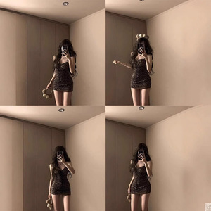 Abito Halter <span class=keywords><strong>Leopardato</strong></span> Spice Girl da Donna, <span class=keywords><strong>Corto</strong></span>, Aderente, Senza Schienale, con Gonna Corta e Fascia in Vita, per Autunno S Bdbh - Product Image 5