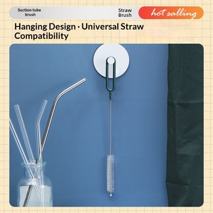 Nylon Bristle Straw Brush with Plastic Handle PP Material Tube Brush Bag <b>Plain</b> Pacifier Brush Straw Cleaning <b>Tool</b> - Product Image 2