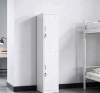 Casier métallique à 2 niveaux, armoire de rangement en acier à 2 portes avec clés, casier vertical pour salle de sport ou vestiaire de travail