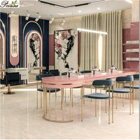 Meubles de salon de beauté, salon de beauté, chaise de pédicure rose unique avec ensemble de table de manucure