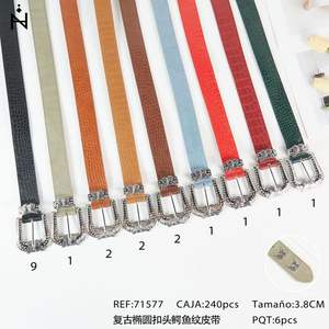 Cintura Z con Motivo Coccodrillo Retrò 3,8 Cm in Poliestere con Fibbia Vintage in Lega - Product Image 3