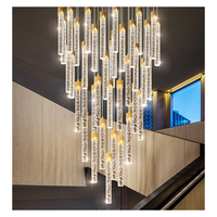 Long lustre moderne en cristal LED Nouveau lustre LED de luxe Hôtel escalier Pendentif villa salon salle à manger lustre d'escalier