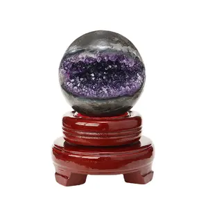 Wholesale Natural Crystal Cluster High Quality Open Smile Amethyst Geode Balls For Decoration