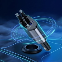 Chargeur de voiture PD20W à charge rapide 4 ports, chargeur de voiture USB C 4 en 1 avec 2 câbles rétractables intégrés de 70 cm