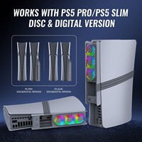 PS5 Slim/Pro RGB Kühlventilator 3 Lüfter Kühler mit LED-Licht 3 Geschwindigkeitsmodi Automatische Temperaturregelung für Playstation 5 Konsolen-Zubehör
