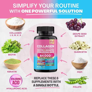 WELLBODY kolagen organik 14 + 1, kolagen kapsul Keratin OEM/ODM Label pribadi pasokan pabrik multi-kolagen alami - Product Image 3