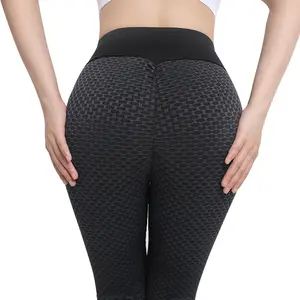 Taille haute pêche bout à bout grande taille femmes collants nid d'abeille respirant serré sport Fitness Yoga porter Leggings Shorts