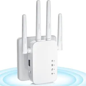 Penguat Sinyal Router Repeater Wifi Nirkabel 2.4G, 2 4 Antena Jarak Jauh 300G Penguat Sinyal