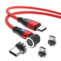 Kabel USB-C 3 in 1 Magnetik 60W Pengisian Cepat Tipe-C ke Tipe-C Mendukung Transfer Data untuk Kabel iPhone