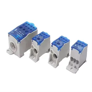 Bloque de distribución de energía CHENF, caja de conexiones de conector de latón resistente al agua con cubierta azul de 690V, 150A, V