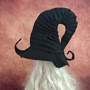 Chapeau de sorcière noir plissé taille unique pour fête costumée d'Halloween - Product Image 3