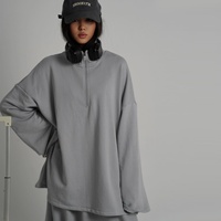 Nouvel ensemble 2 pièces pour femme : haut décontracté sportif à col montant en coton uni et jupe longue – Tenue modeste musulmane, survêtement, ou ensemble de détente