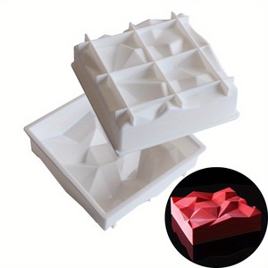 DIY Cake Mousse Mold Square Geometric Polygonal White Silicone Baking Mold For Cake Decorating - Product Image 1