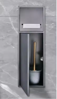 Support mural tout-en-un en acier inoxydable 304 sur mesure pour papier toilette, brosse WC, étagère téléphone et poubelle, avec niche sans rebord