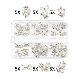 自有品牌3D指甲魅力钻石合金指甲饰品透明闪亮金属宝石时尚DIY指甲装饰