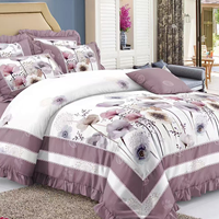 Parure de lit de luxe imprimée tissée moderne 6 pièces à motif rétro classique, ourlée, qualité biologique 400TC, durable, pour mariage