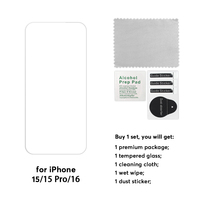 Protecteur d'écran en verre trempé transparent avec kit d'installation pour protecteur d'écran iPhone 16 15 15 Pro