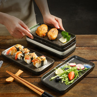 Assiettes rectangulaires en céramique et porcelaine à fond plat pour la vente en gros, assiettes à sushi, plateaux de service alimentaire personnalisables, plats de restaurant
