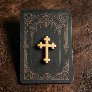 Gran Oferta: Pin de Solapa de Cruz Ortodoxa Dorada de Metal, Souvenir Personalizado Religioso para Ropa, Venta al por Mayor con Tarjeta de Soporte - Product Image 3