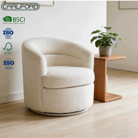 CARLFORD Drehbare Sessel, Akzentstuhl, Stoff-Drehsessel für Wohnzimmer, Orange, Schlafzimmer, Weiche Wohnzimmerstühle