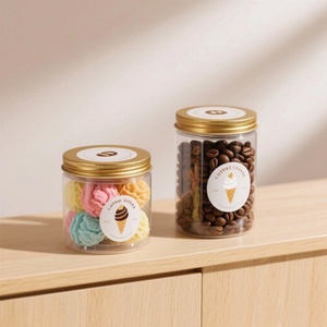 50ml 80ml 100ml 120ml 150ml 200ml 250ml 500ml 8 oz PS PET clear Cosmetic Cream <b>Jars</b> <b>Plastic</b> Body Scrub Container With Gold Lids - Product Image 1