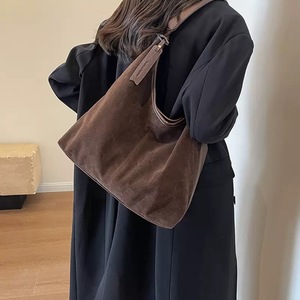 2026 Fall Winter Retro <b>Tote</b> Bag for Women Maillard Style Suede Shoulder Bag Large Capacity Casual Work Bag - Product Image 2