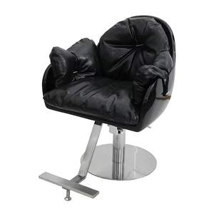 Silla de Peluquería Más Vendida, Silla de Barbero Giratoria Negra de Cuero con Altura Ajustable - Product Image 1