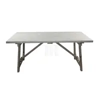 CEMENT TOP ACCENTED WOOD TRESTLE FAMILY-FRIENDLY DINING TABLE