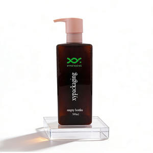 Xypackaging - <span class=keywords><strong>Botellas</strong></span> de Plástico <span class=keywords><strong>PET</strong></span> Rectangulares de Color Ámbar de <span class=keywords><strong>500</strong></span> <span class=keywords><strong>ml</strong></span> y 16 oz para Champú para Perros, con Dispensador de Bomba, <span class=keywords><strong>Precio</strong></span> al por Mayor - Product Image 1