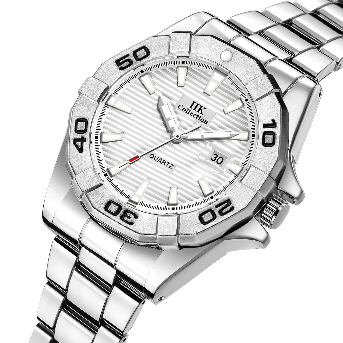 Wholesale China Watch Sets Fashion Custom Logo Oem Watch Luminous White Pnp Stainless Steel Mens Quartz Watch