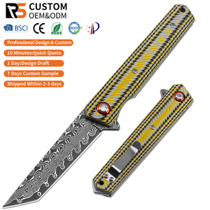 Custom Logo OEM Damascus Steel Folding Pocket <b>Knife</b> G10 Handle Tactical Outdoor Camping EDC <b>Knives</b> Wholesale - Product Image 1