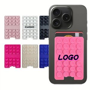 Support de téléphone adhésif en silicone avec logo personnalisé, fixation par ventouse, idéal pour ranger les cartes de bus, les cartes d'identité et les selfies - Product Image 1