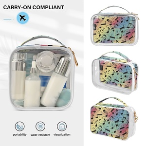 Sacs cosmétiques de haute qualité, transparents, imperméables, en PVC, avec fermeture éclair, sac de toilette personnalisé avec logo, fleurs hawaïennes, pour les voyages - Product Image 5