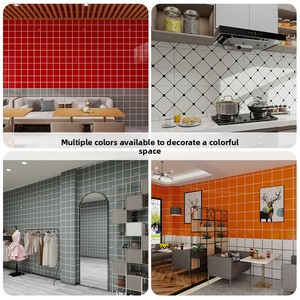 Pegatinas de Pared Autoadhesivas con Diseño de Cuadrícula, <span class=keywords><strong>Imitación</strong></span> de Azulejos, Impermeables, Resistentes a la Humedad, Antibacterianas, Resistentes al Aceite, de <span class=keywords><strong>PVC</strong></span>, Diseño Moderno para - Product Image 4