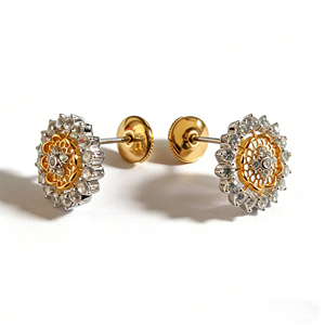 CUSTOM SILVER 10K/14K GOLD PLATED SOLID GOLD LAB GROWN DIAMOND ZICON ENGAGEMENT CLUSTER EARRING UNISEX CUTE ANNIVERSARY PARTY - Product Image 1