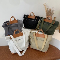 Sac fourre-tout vintage coréen en toile avec poignée en cuir, grande capacité, fermeture éclair, idéal pour l'automne, l'hiver, l'été et la plage (vente en gros)