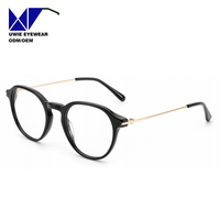 Monture de prescription ronde en métal et acétate sur mesure OEM, taille 50-22-145, vision haute définition pour adultes unisexes, MOQ flexible (100 pièces)